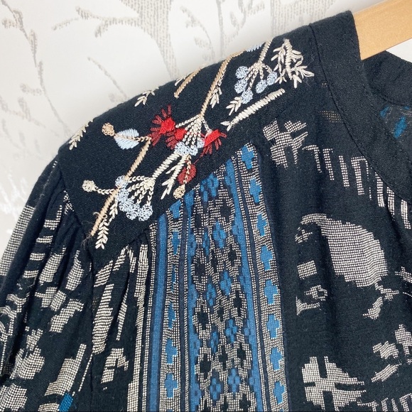 LUCKY BRAND Mixed Print Peasant Blouse Aztec Small - Picture 4 of 10